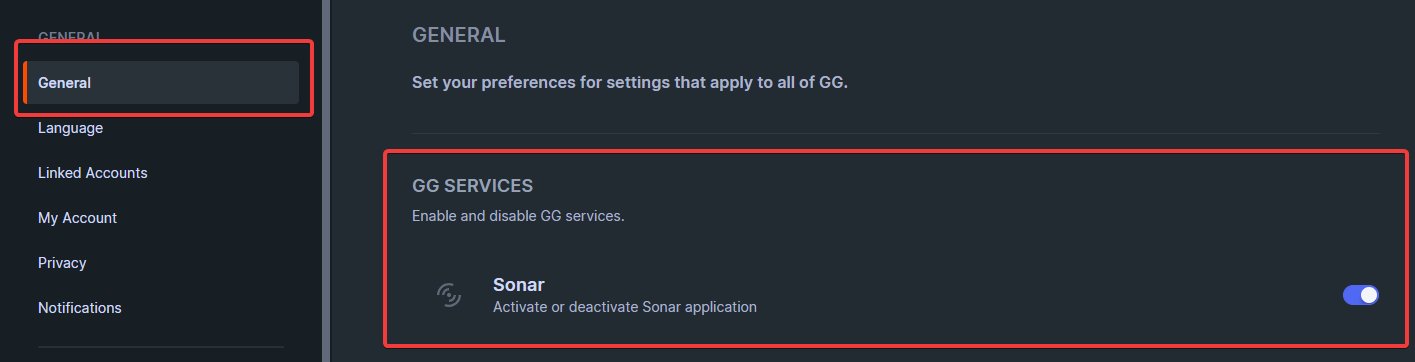 SteelSeries GG: сервис Sonar включён в разделе General